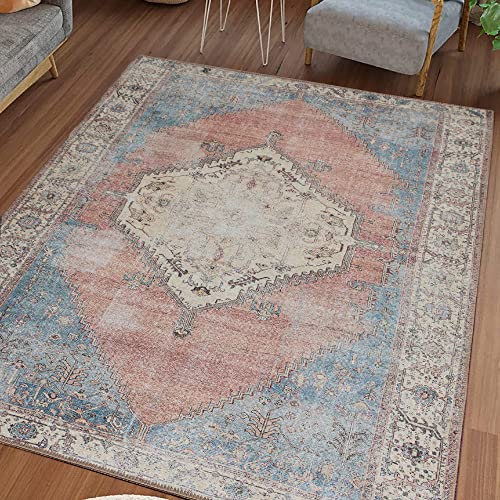 Adiva Rugs Machine Washable Area Rug with Non Slip Backing for Living