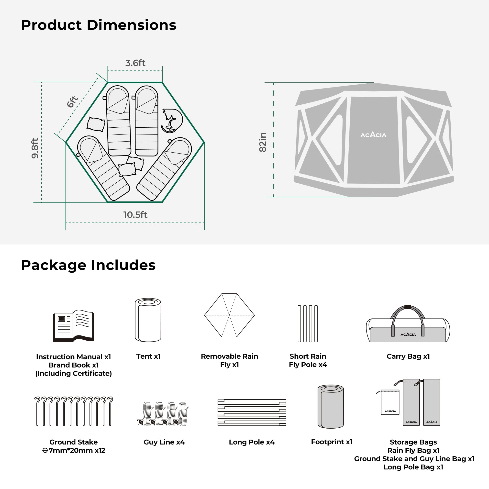 acacia xl floating tent Space Acacia Camping Tent XL, 4-6 Person Large Family Tent with 6'10''