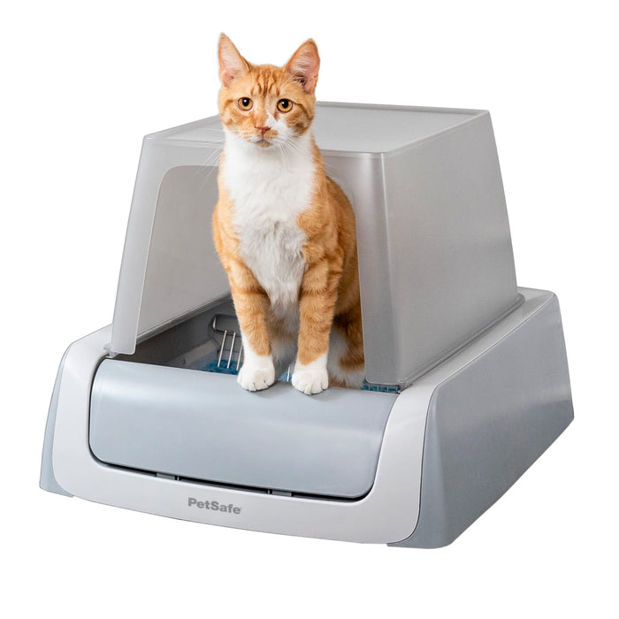 PetSafe Self-Cleaning Cat Litter Box with Hood - Never Scoop, Hands-Free Disposable Crystal Tray, Less Tracking, Better Odor Control