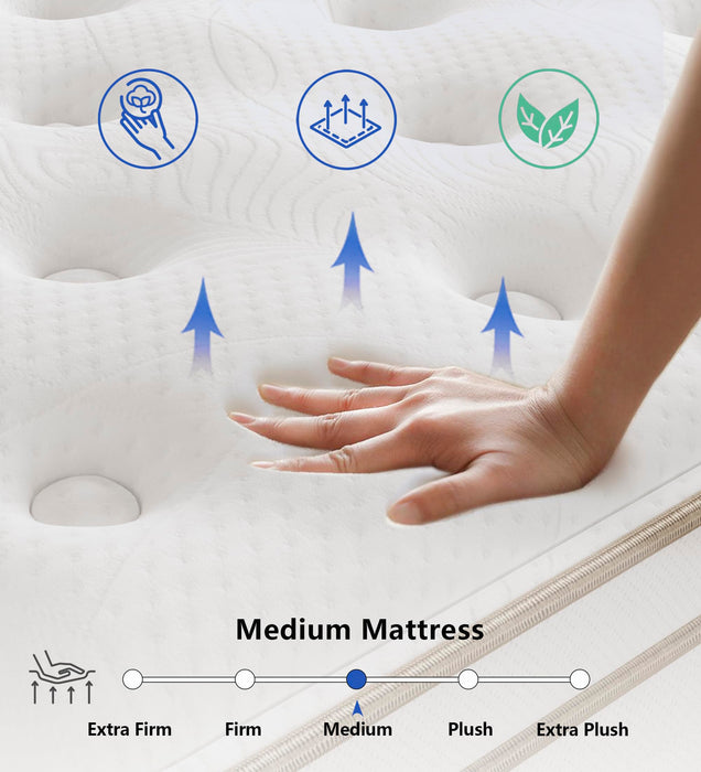 KOANTTI Twin Size Mattress,10 Inch Twin Hybrid Mattresses,Memory Foam Spring White Mattress,Medium Firm Mattress Breathable Comfortable for Sleep Supportive and Pressure Relief,CertiPUR-US.