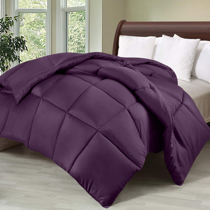 Utopia Bedding Comforter Duvet Insert - Quilted Comforter with Corner Tabs - Box Stitched Down Alternative Comforter (Queen, Plum/Purple)