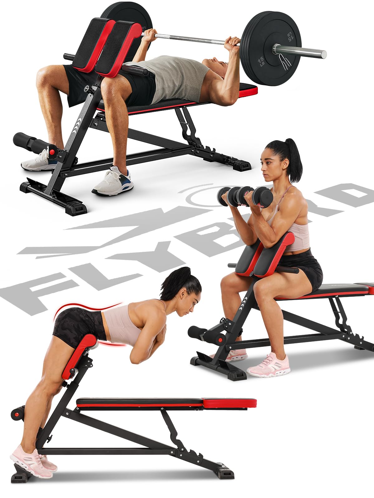 Bench Cos FLYBIRD 3 in 1 Workout Bench, Roman Chair, Weight Bench and Sit Up Ben