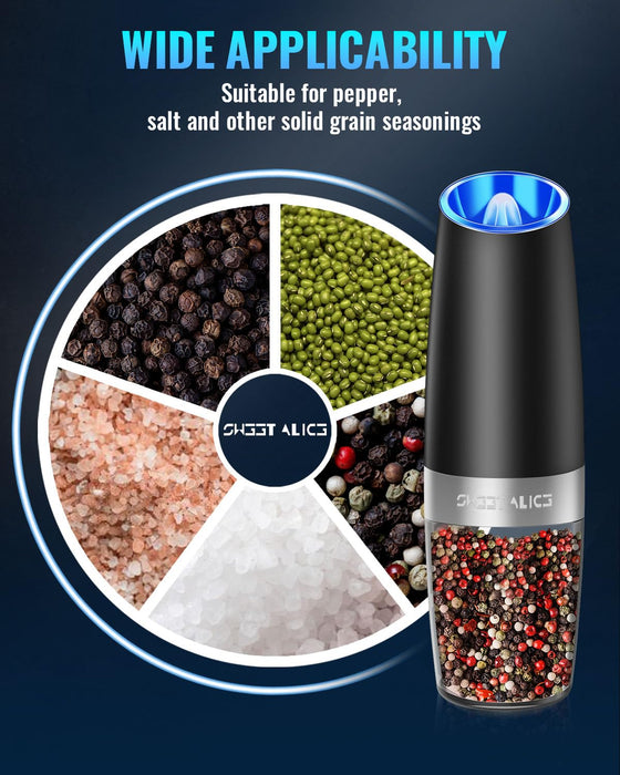 Gravity Electric Pepper and Salt Grinder Set, Adjustable Coarseness, B