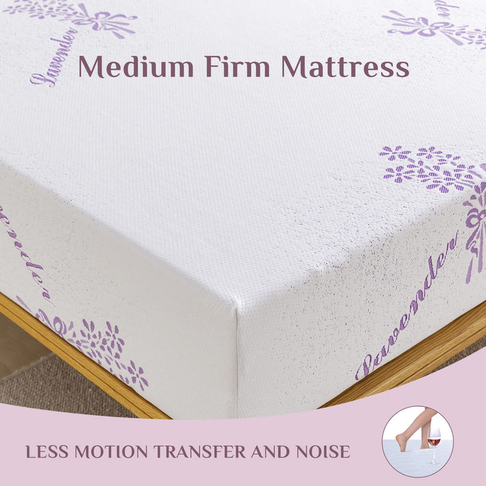 Hcore Twin Size Mattress 6 Inch,AeroFusion Memory Foam Mattress in a Box,Made in USA,Medium Firm Gel Mattress with Breathable Lavender Cover,Fiberglass-Free & Pressure Reliving,CertiPUR-US Certified