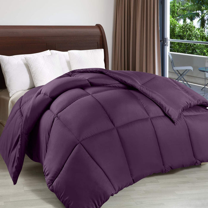 Utopia Bedding Comforter Duvet Insert - Quilted Comforter with Corner Tabs - Box Stitched Down Alternative Comforter (Queen, Plum/Purple)