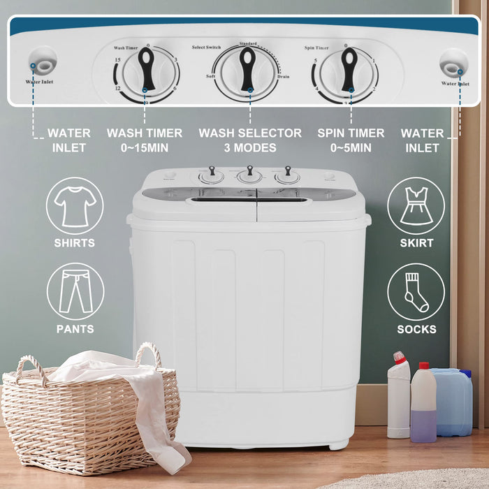 SUPER DEAL Compact Mini Twin Tub Washing Machine 13lbs Capacity Portab